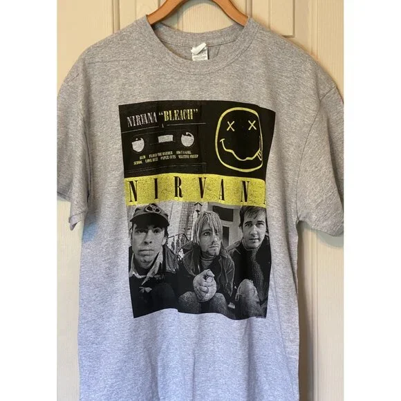 Nirvana "Bleach" Gray T-Shirt Men's L Large Music Band New Live Nation Gildan - Picture 3 of 8